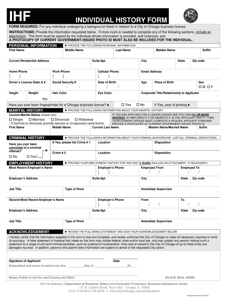 Get and Sign INDIVIDUAL HISTORY FORM