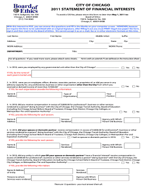 CITY of CHICAGO STATEMENT of FINANCIAL INTERESTS Cityofchicago  Form