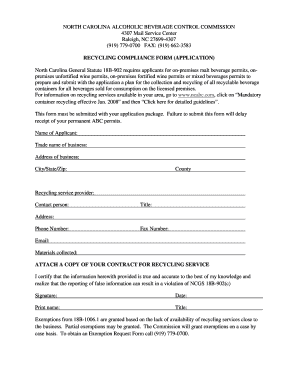 Nc Recycling Compliance Form Application