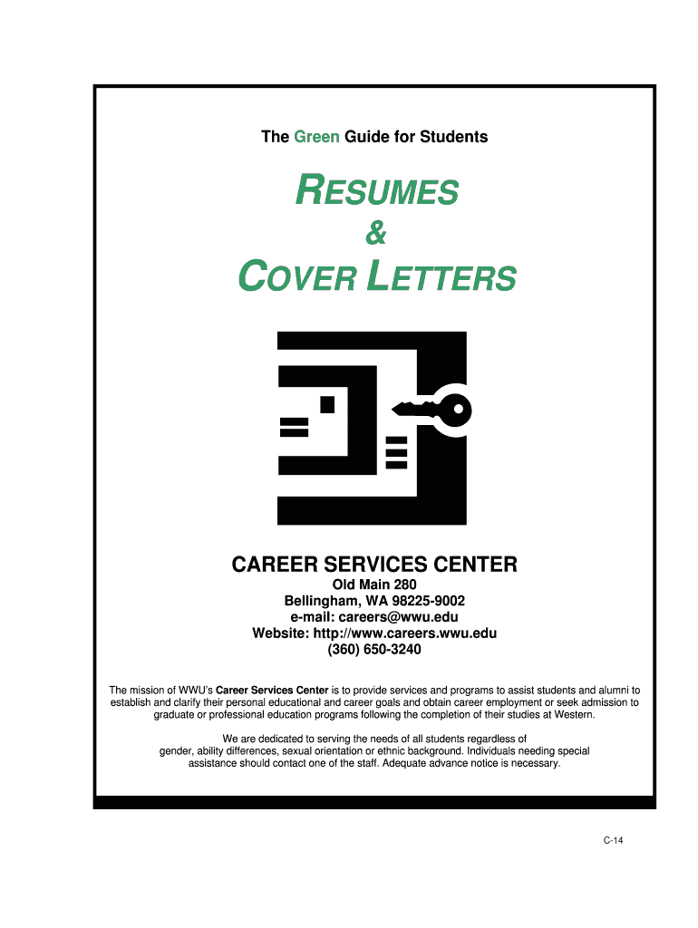 RESUMES & COVER LETTERS  Western Washington University  Wwu  Form