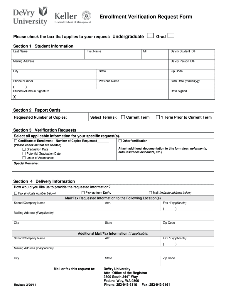  Devry Enrollment Checklist PDF  Form 2011-2024