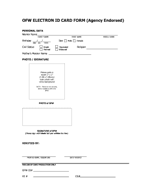 Ofw E Card  Form