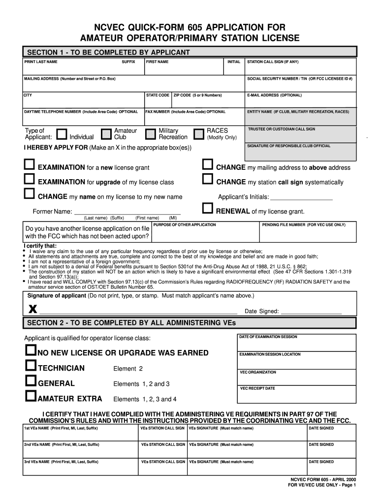  Ncvec 605 PDF Form 2000