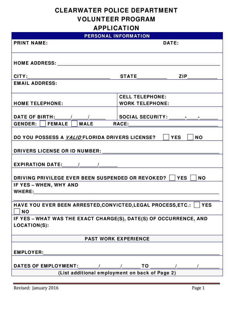  Police Volunteer Application Form 2013