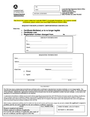  Replacement Airworthiness Certificate 2010