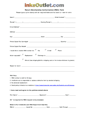 Rma Form Template