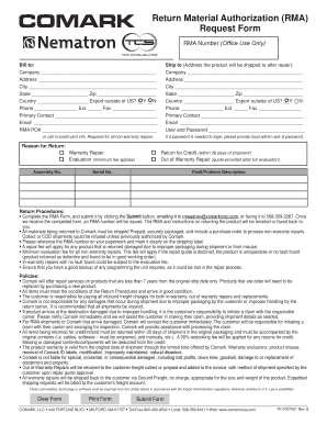 Parts Return Form Template