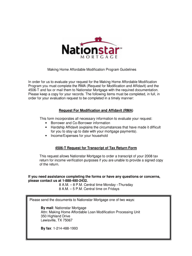 Nationstar Home Affordable Program Form