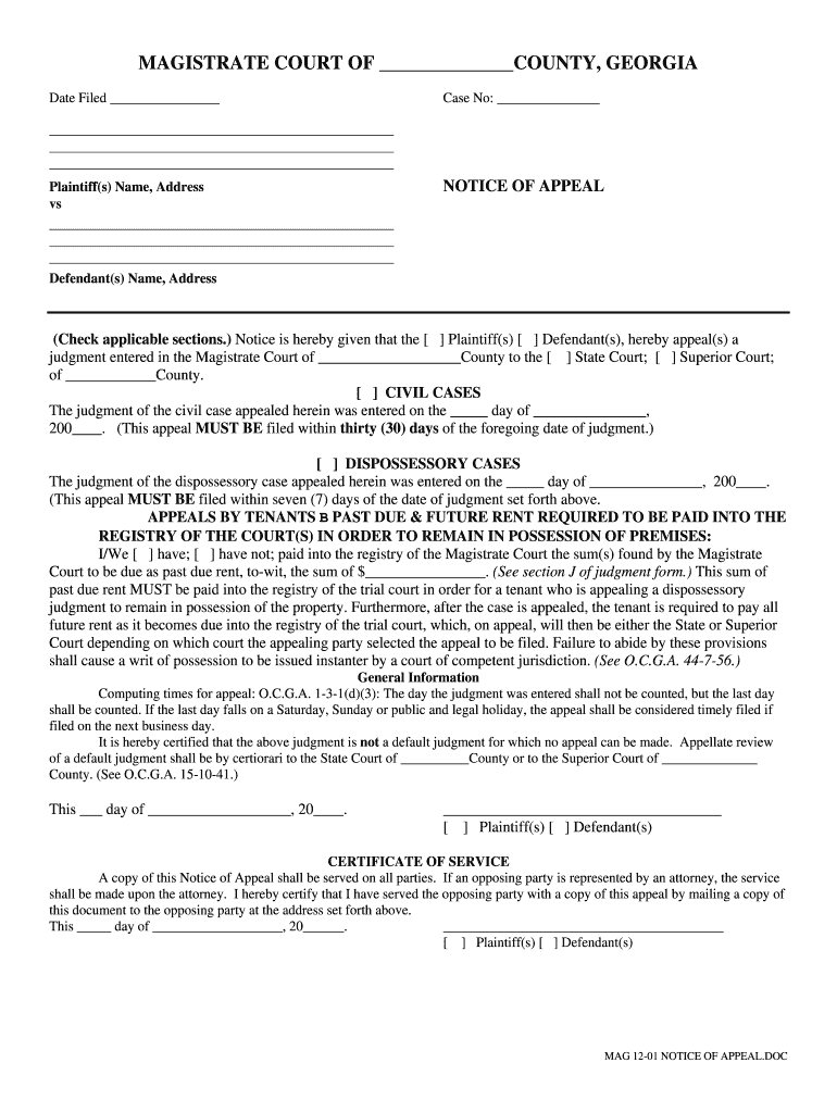 Mag 12 01 Notice of Appeal  Georgiacourts  Form