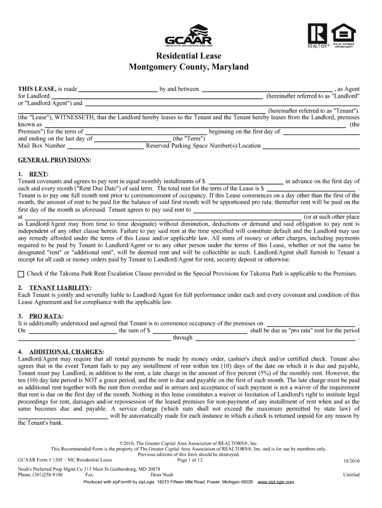  Montgomery County Rental Application 2010-2024