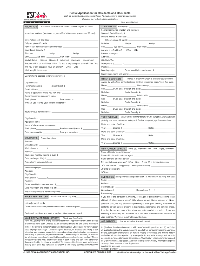 Taa Application  Form