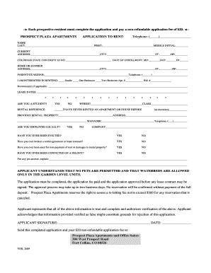 Prospect Plaza Application Form