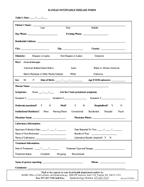  Kansas Reportable Disease Form 2008-2024