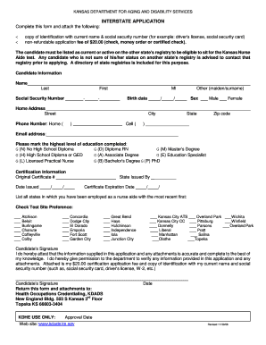  Complete the Interstate Application from the Kansas Department of Health and Environment Form 2006