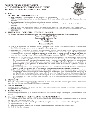 Washoe County Ccw  Form