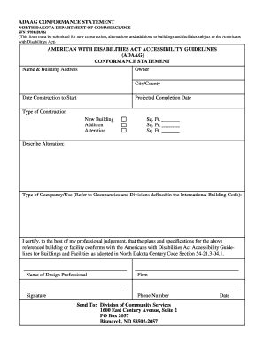 ADAAG Conformance Statement North Dakota Department of