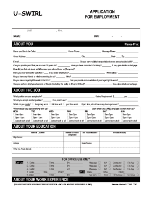 U Swirl Application  Form