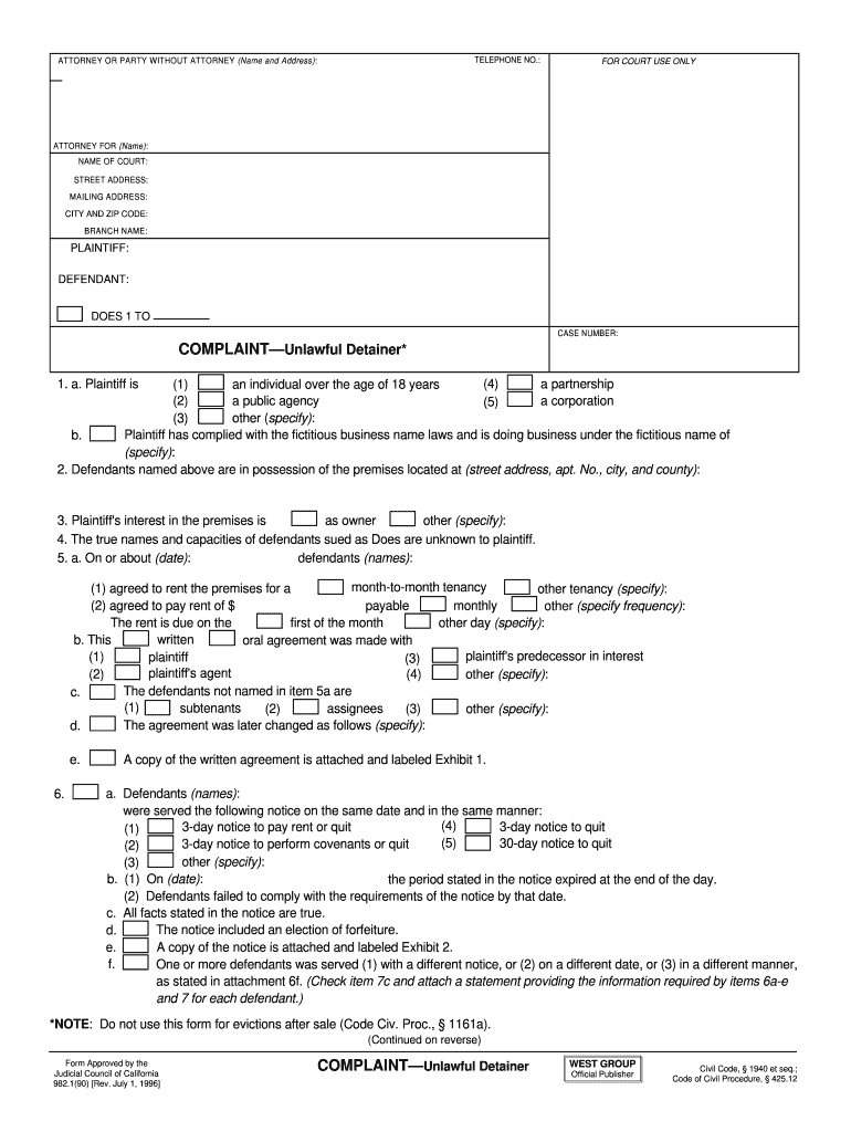  Unlawful Detainer 1996-2024