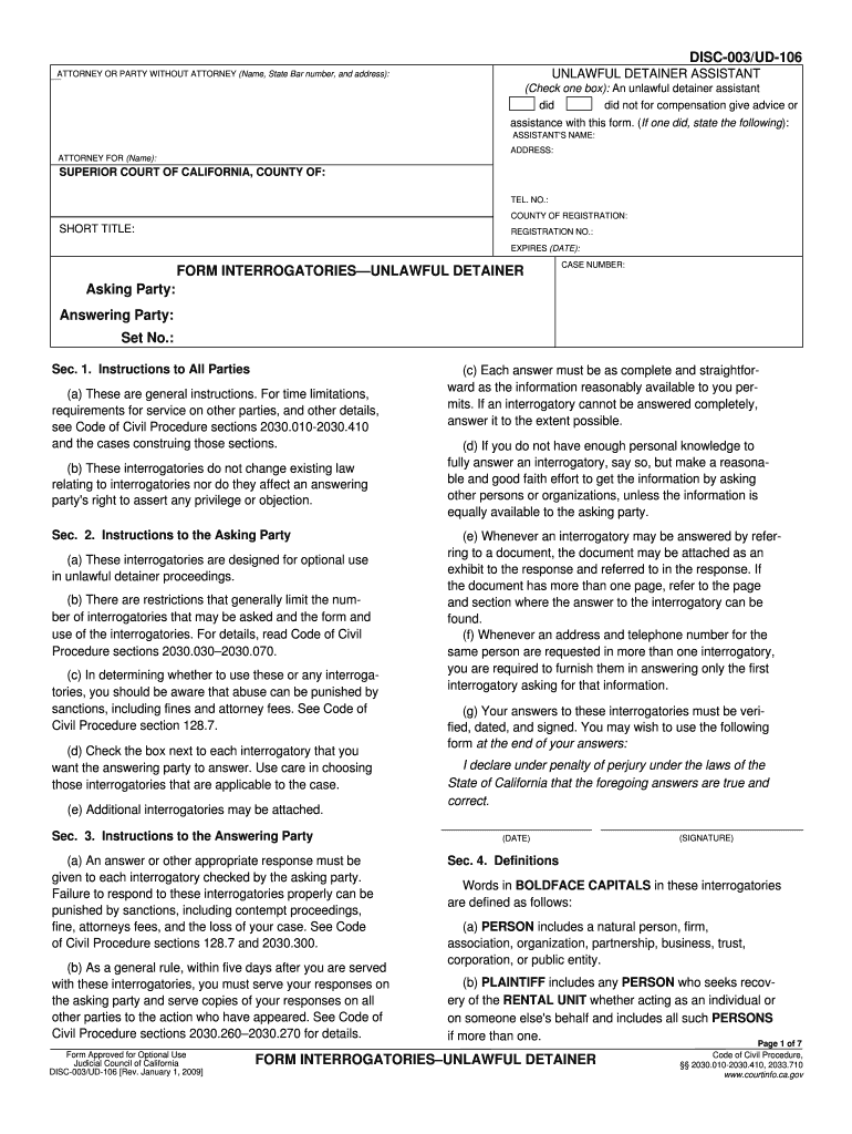  Ud 106 Disc 003 Form 2009