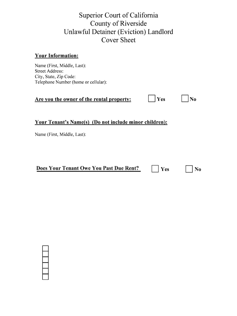 Unlawful Detainers Riverside Ca  Form