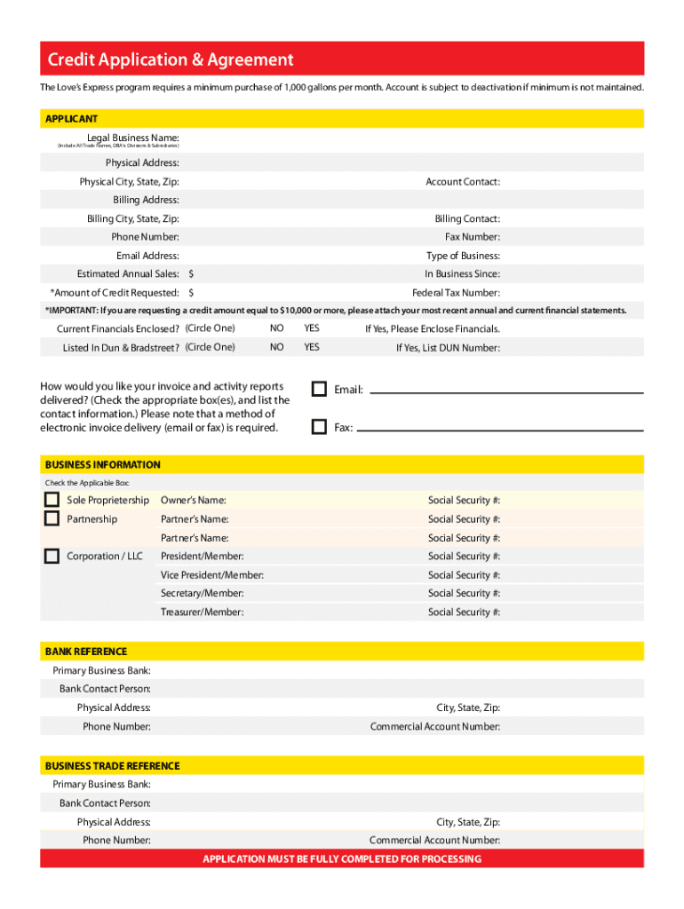 Loves Fuel Card  Form