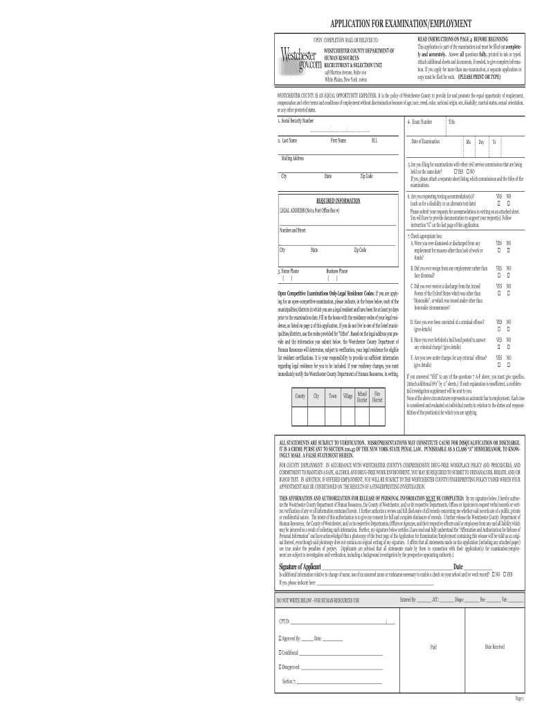 Westchester County Dss Application  Form