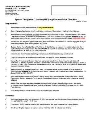 City of Lincoln Sdl Form