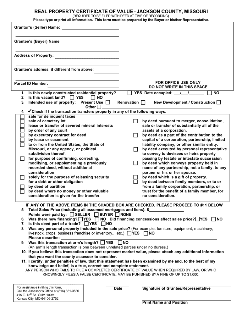 Certificate Value  Form