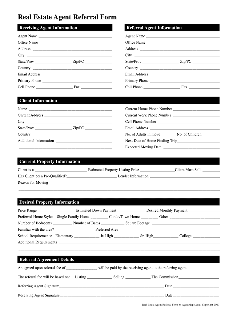 Real Estate Referral Form