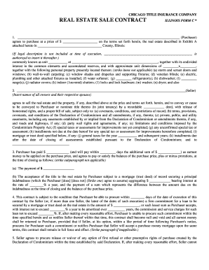 Chicago Real Estate Contract  Form