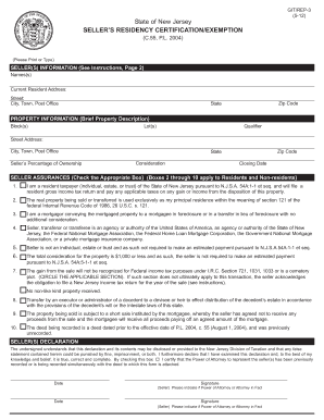 Seller&#039;s Residency Certification Nj  Form