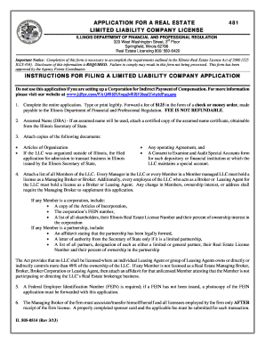 Illinois Limited Liability Company Application 481 Form