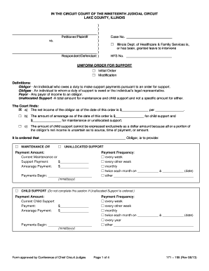  Cook County Uniform Order for Support 2013