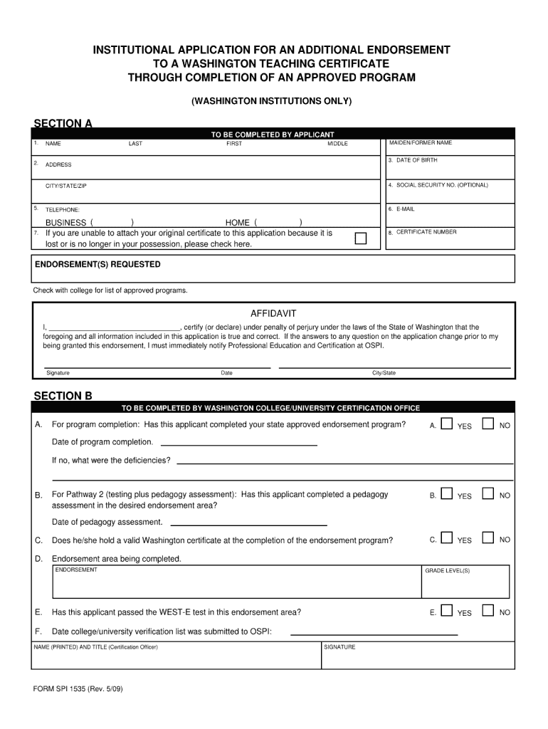 1535 Copy  Education Washington  Form