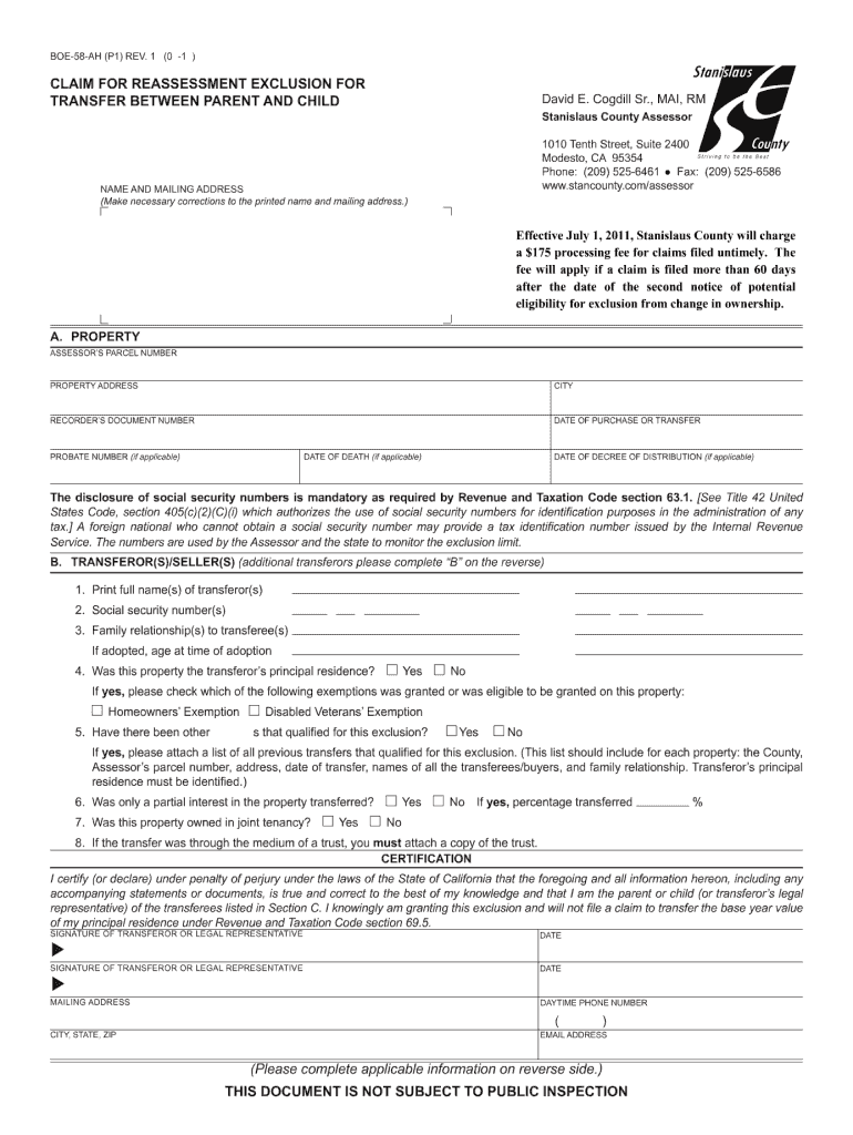 Get and Sign Boe 58 Ah  Form 2011