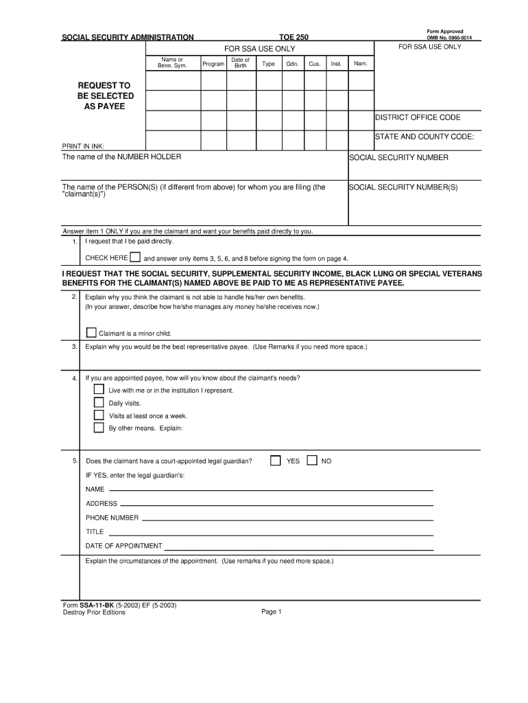 Ssa 11 Bk Printable Form Printable Blank World