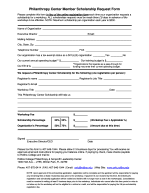 Nonprofit Scholarship Application Template  Form