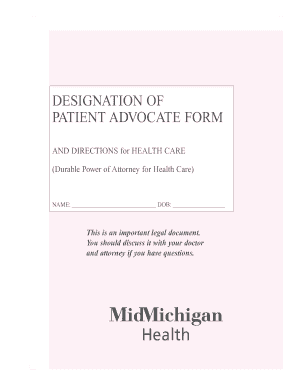 Designation of Patient Advocate Form Fillable