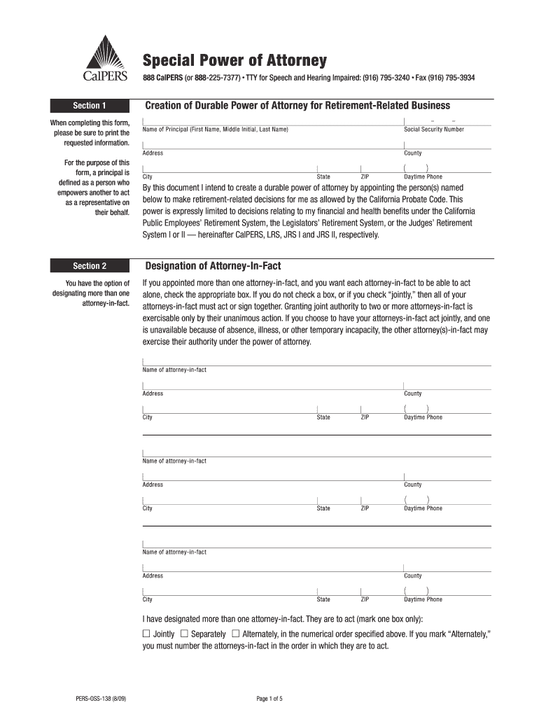 Get and Sign Calpers Power of Attorney  Form 2009