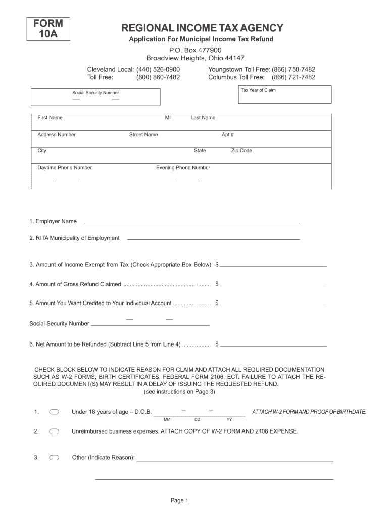 Get and Sign Rita Form 10a Fillable 