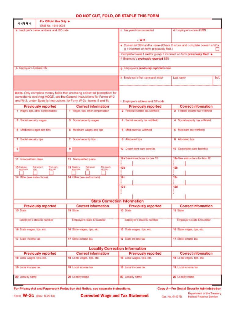 2013 W-2C form