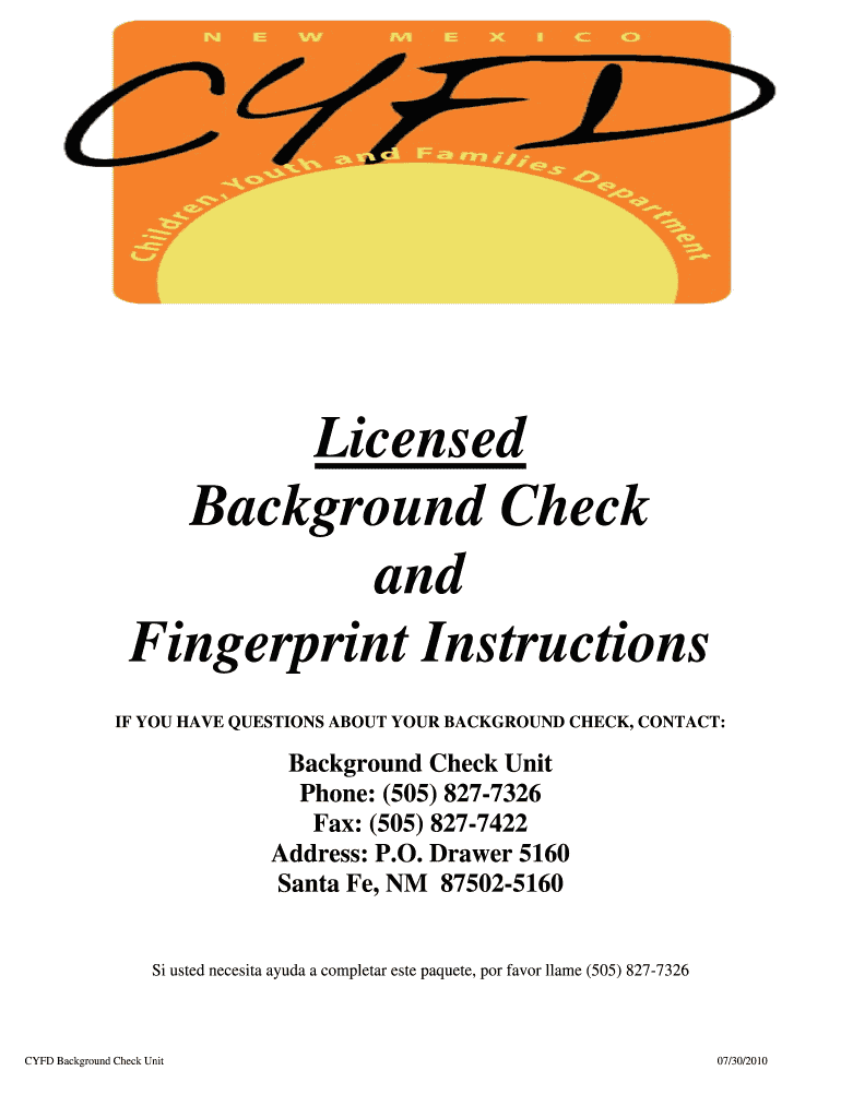 Get and Sign Cyfd Background Check 2010-2022 Form