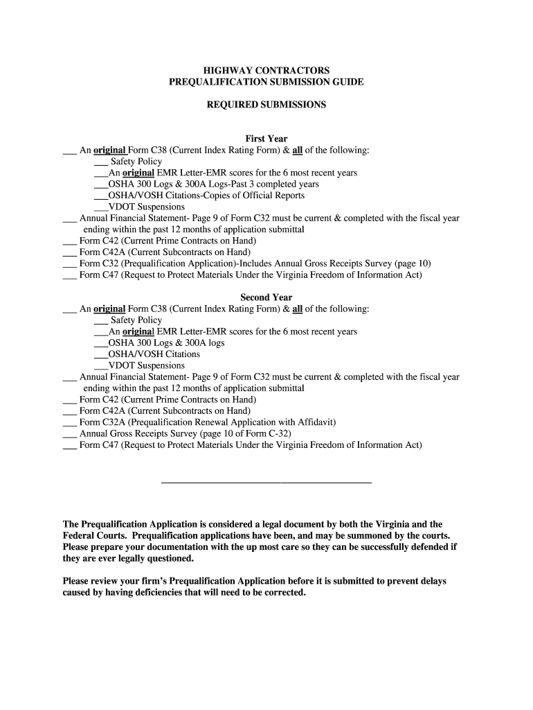 Virginia Prequalification  Form