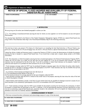 NOTICE of SPECIAL FLOOD HAZARDS and AVAILABILITY of Vba Va  Form