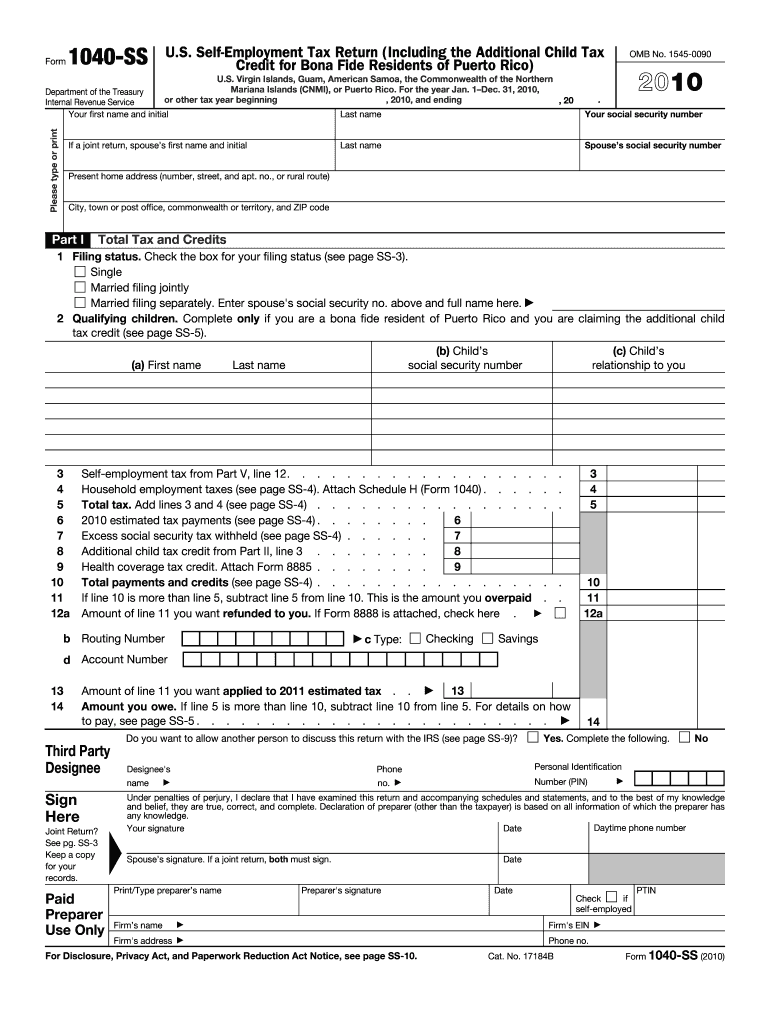  1040 Ss Form 2010