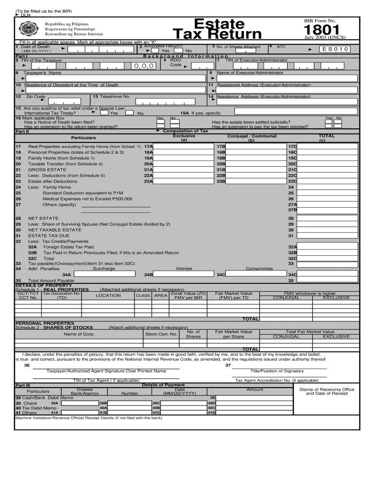  Bir Form 1801 2003