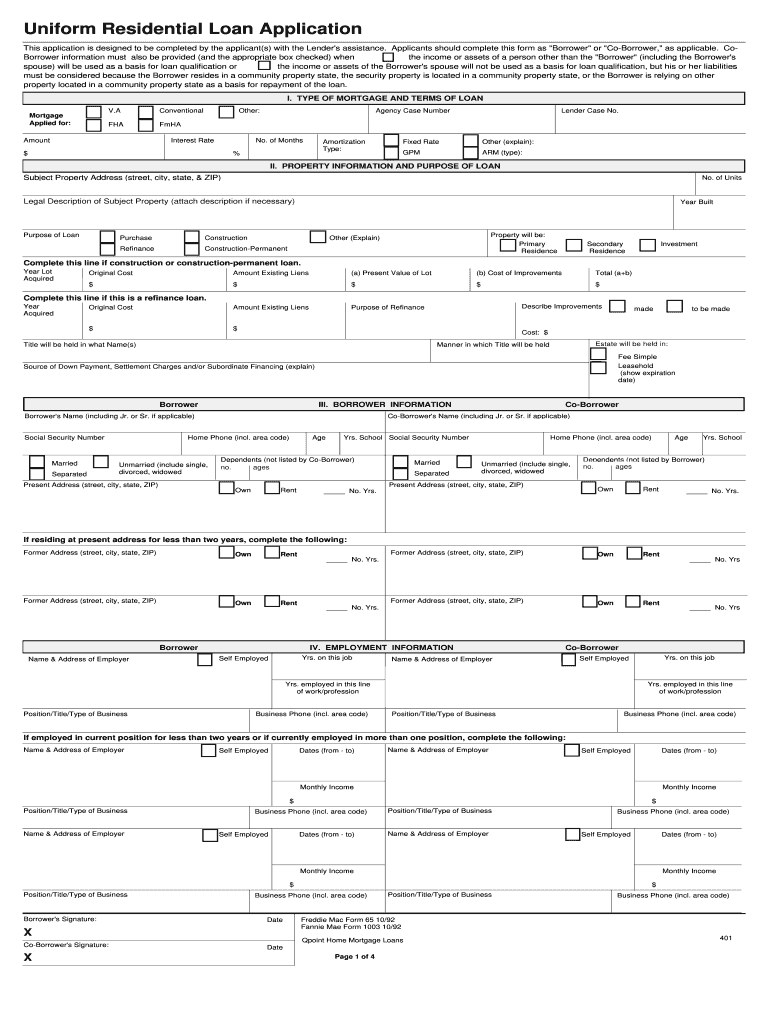  Blank Fillable 1003pdffillercom  Form 1992