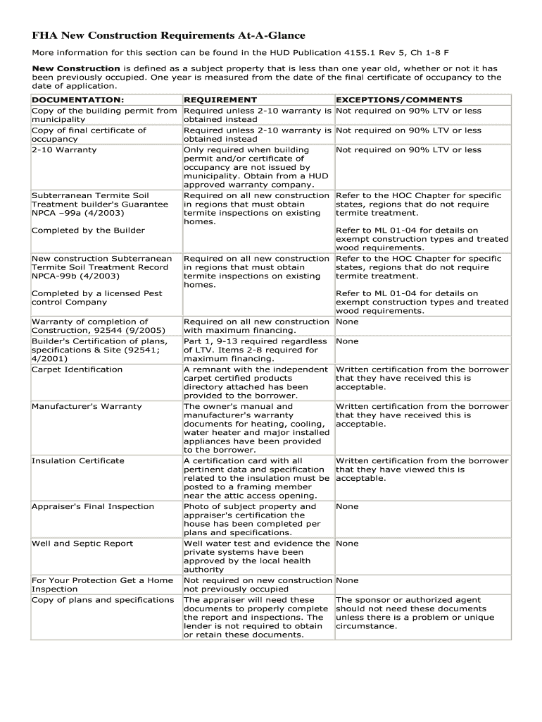 New Construction Requirements  Form