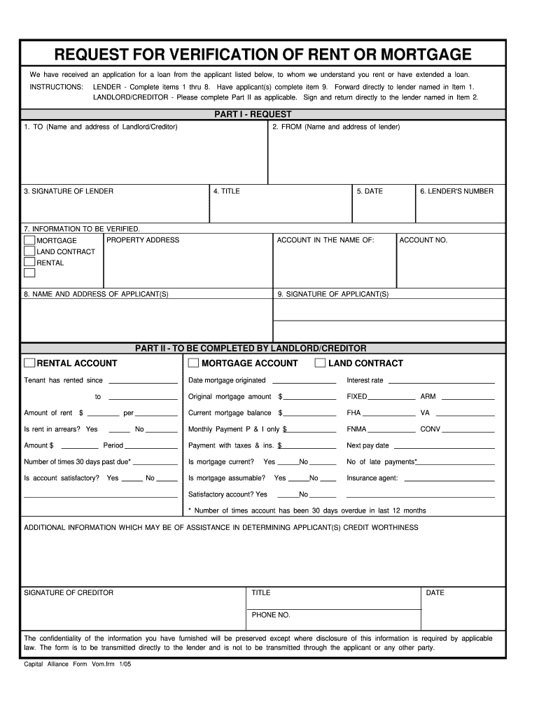  Verification of Mortgage Form 2005-2024
