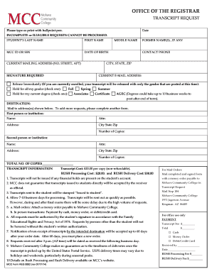 Mohave Community College Transcripts Form